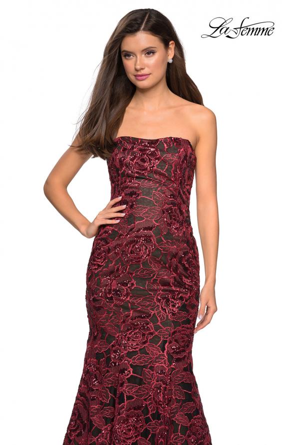 Picture of: Long Mermaid Lace Prom Dress with Beading in Red Black, Style: 27178, Detail Picture 4
