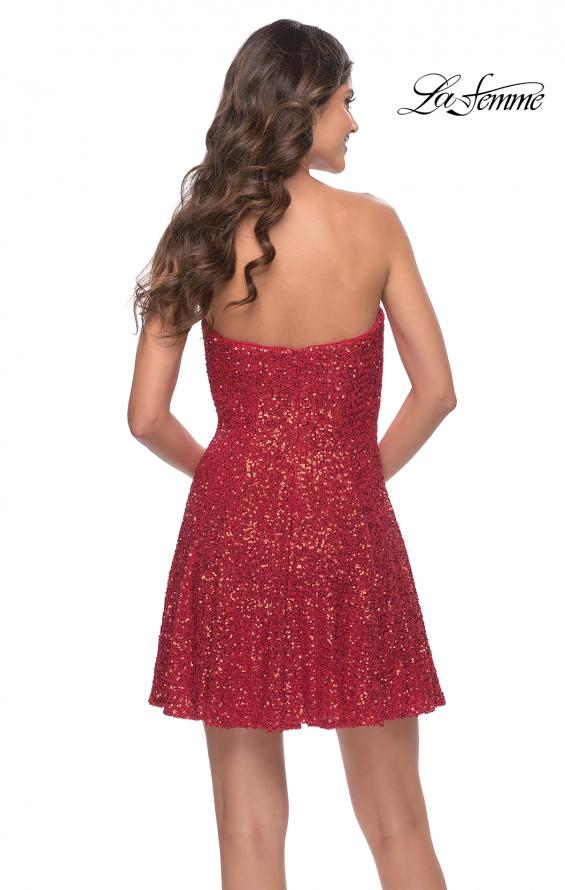 Picture of: Soft Sequin Flared Dress with Strapless Top in Red, Style: 30957, Detail Picture 13