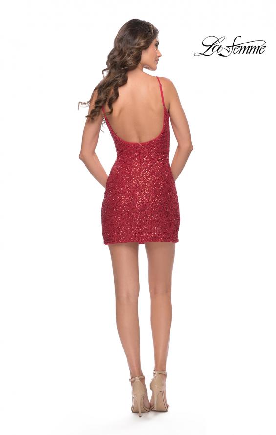 Picture of: Short Dress with Square Neck and Skirt Slit in Red, Style: 30960, Detail Picture 15