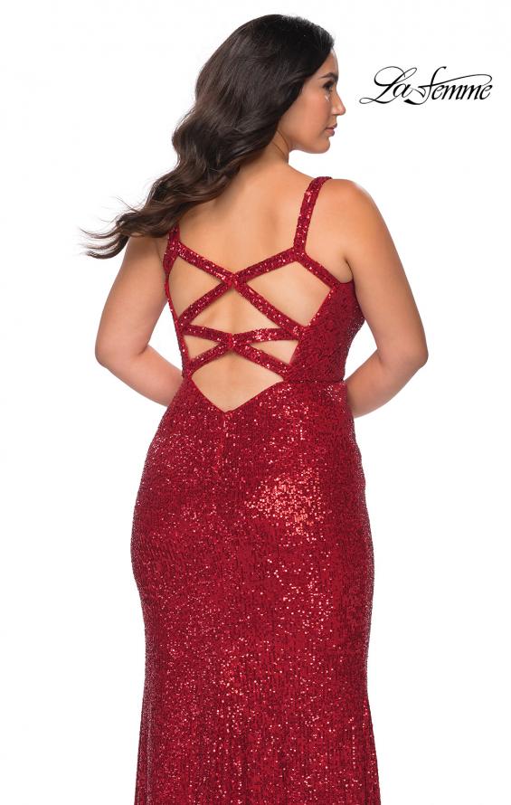 Picture of: Sequined Curvy Prom Dress with Criss Cross Back in Red, Style: 29037, Main Picture