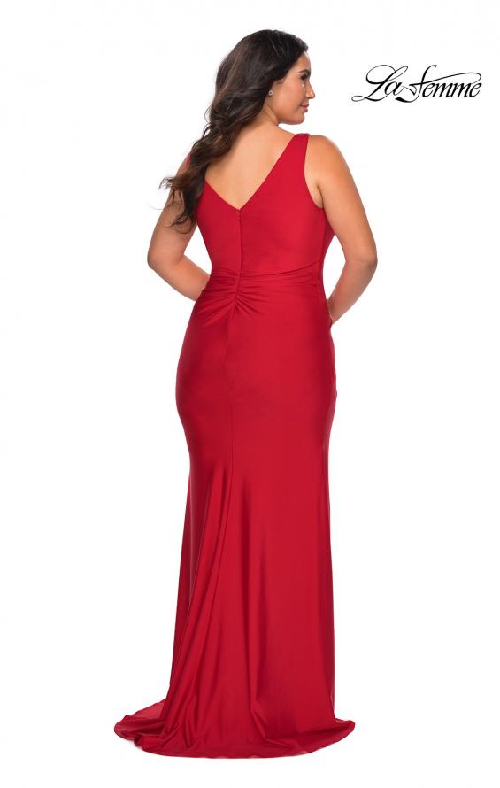 Picture of: Curvy Jersey Prom Dress with Ruching and Slit in Red, Style: 29024, Back Picture