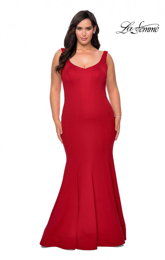 Picture of: Long Jersey Plus Size Mermaid Prom Dress in Red, Style: 28975, Detail Picture 1