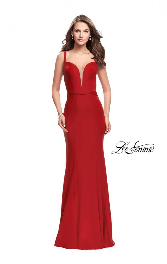 Picture of: Form Fitting Mermaid Prom Dress with Plunging Neckline in Red, Style: 25964, Main Picture