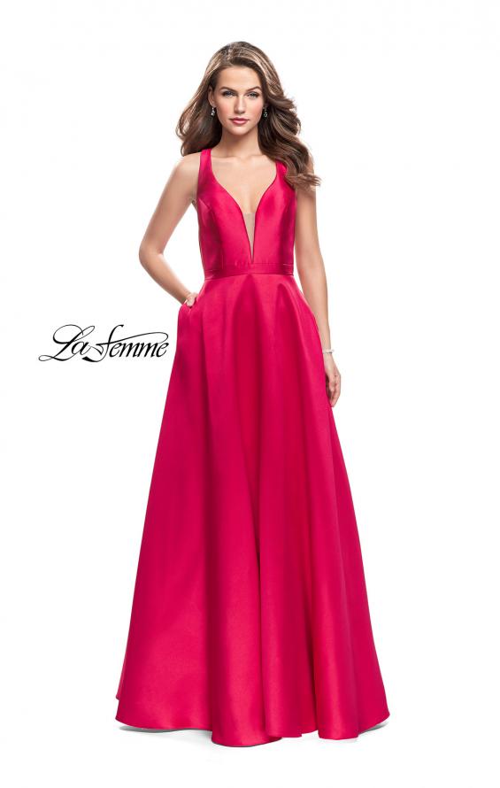 Picture of: Mikado A-line Prom Dress with Strappy Open Back in Red, Style: 26215, Main Picture