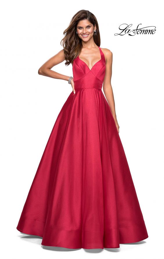 Picture of: Empire Waist Long Dress with Full Skirt and Pockets in Red, Style: 27504, Main Picture