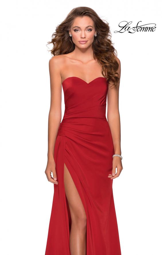 Picture of: Strapless Jersey Prom Dress with All Over Ruching in Red, Style: 28334, Main Picture