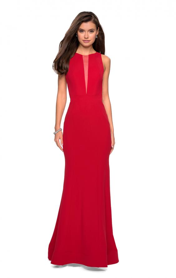 Picture of: High Neckline Jersey Prom Dress with Open Back in Red, Style: 27124, Detail Picture 8