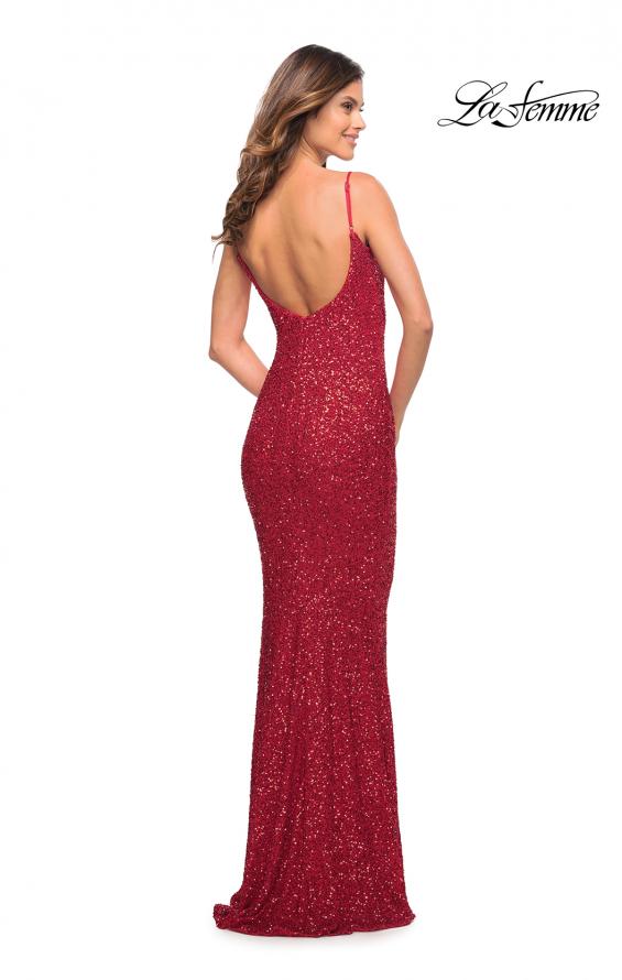 Picture of: Lovely Long Soft Sequin Dress with Scoop Neck in Red, Style: 30707, Detail Picture 10