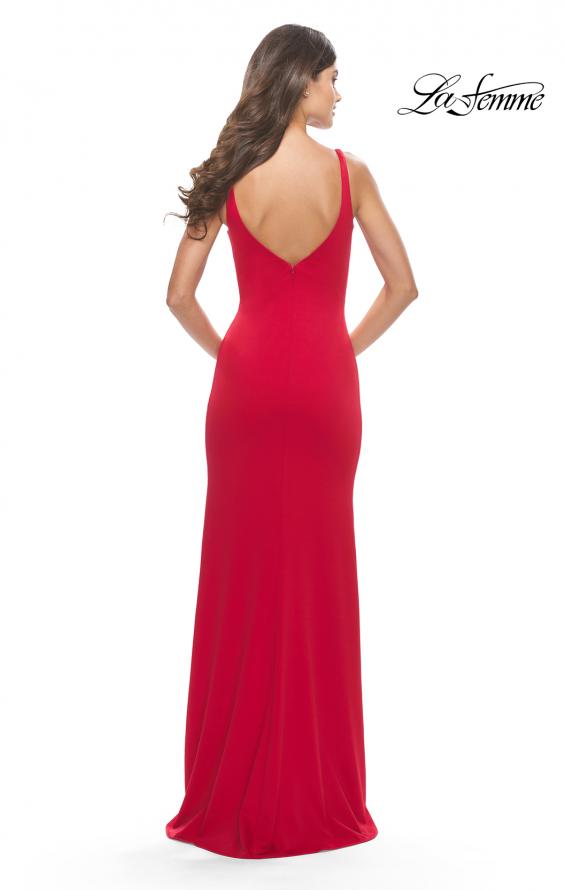 Picture of: Simple Chic Long Jersey Gown with Square Neckline in Red, Style: 31071, Detail Picture 10