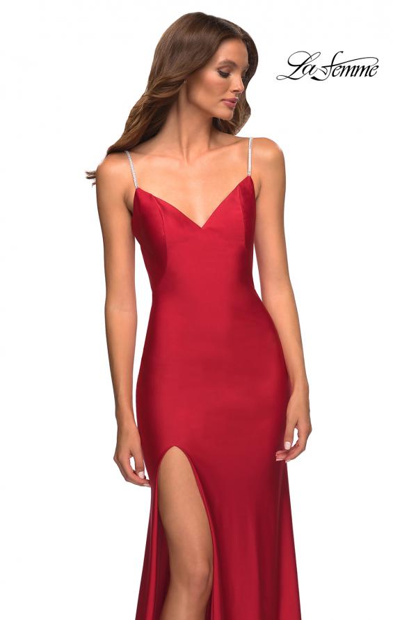 Picture of: Rhinestone Strap Simple Long Jersey Dress in Red, Style: 30435, Detail Picture 11