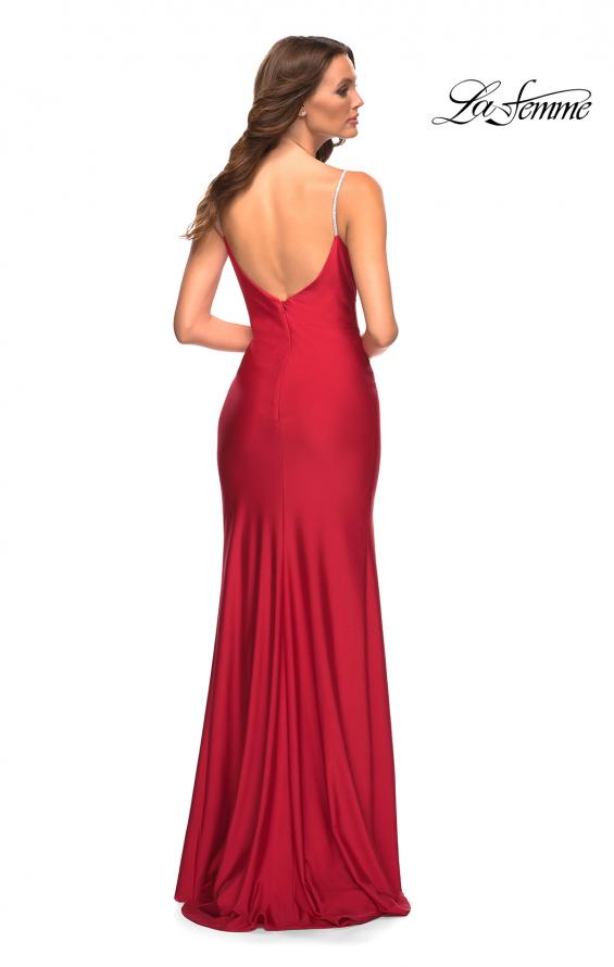 Picture of: Rhinestone Strap Simple Long Jersey Dress in Red, Style: 30435, Detail Picture 12