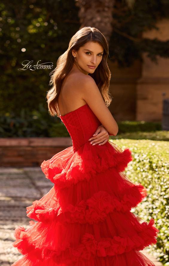 Picture of: Fabulous Tiered Ruffle Skirt Prom Dress with Strapless Top in Red, Style: 33717, Detail Picture 13