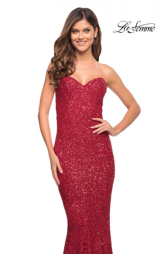 Picture of: Strapless Sweetheart Luxe Sequin Gown in Red, Style: 30714, Detail Picture 16