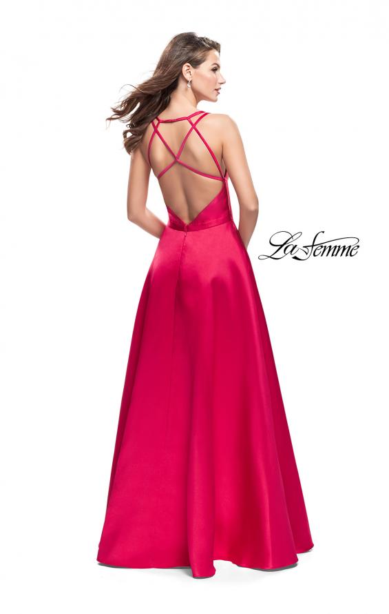 Picture of: Mikado A-line Prom Dress with Strappy Open Back in Red, Style: 26215, Back Picture