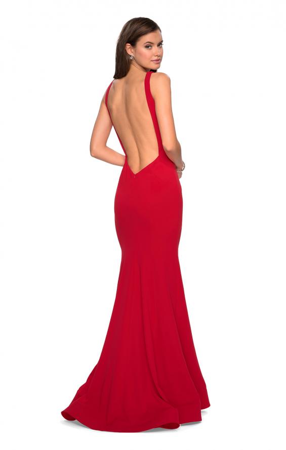 Picture of: High Neckline Jersey Prom Dress with Open Back in Red, Style: 27124, Back Picture
