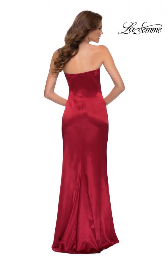 Picture of: Simply Chic Strapless Stretch Satin Long Gown in Red, Style 29807, Back Picture