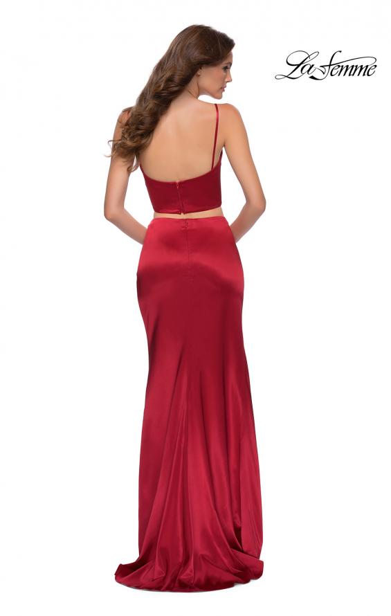 Picture of: Two Piece Stretch Satin Prom Dress in Red, Style 29941, Back Picture
