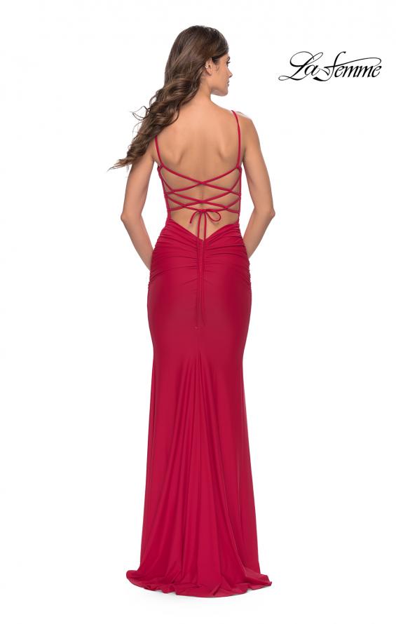 Picture of: Modern Jersey Dress with Twist Band Details in Red, Style: 31333, Back Picture