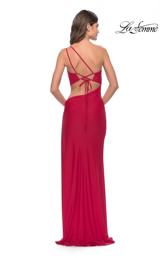 Picture of: One Shoulder Dress with Side Cut Out and Unique Back in Red, Style: 31386, Back Picture