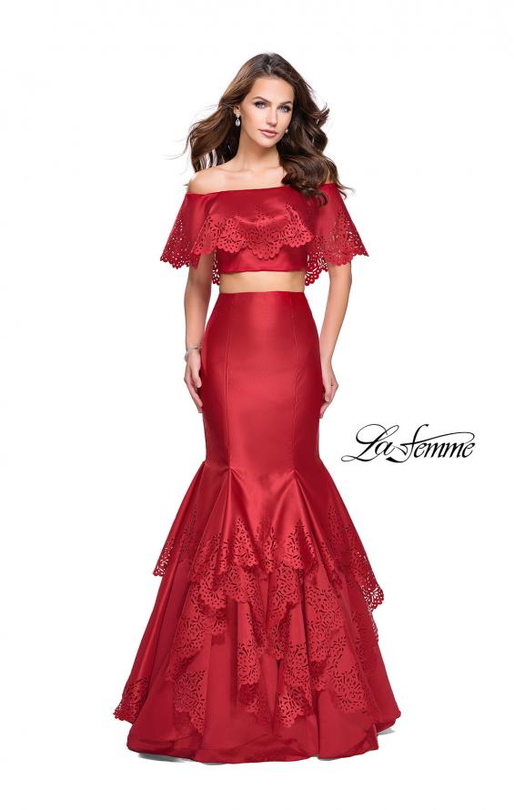 Picture of: Two Piece Off the Shoulder Prom Dress with Floral in Red, Style: 26193, Detail Picture 2