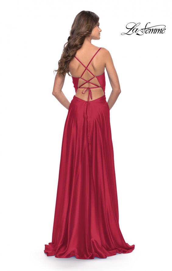 Picture of: Satin A-Line Gown with Cut Out and Twist Bodice in Red, Style: 31193, Style: 31193
