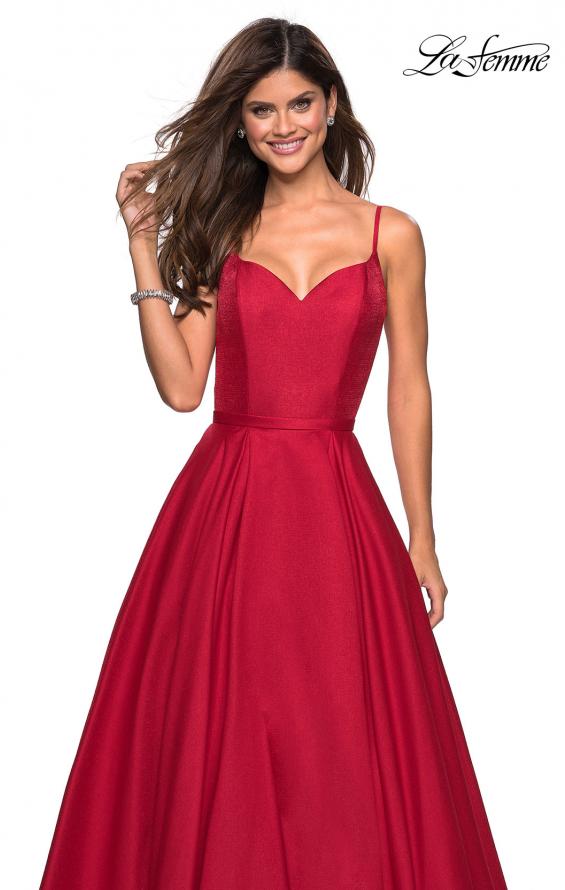 Picture of: Elegant Long Ball Gown with Empire Waist and V Back in Red, Style: 27447, Detail Picture 3