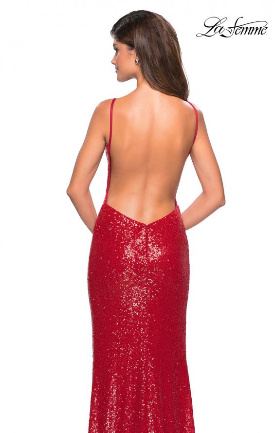 Picture of: Sparkling Fully sequin Prom Gown with Exposed Back in Red, Style: 27585, Detail Picture 3