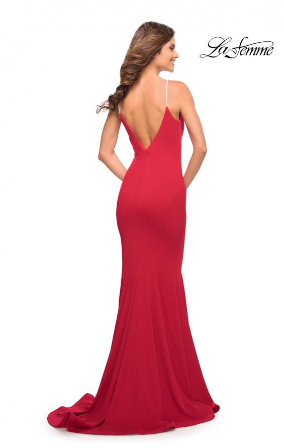 Picture of: Jersey Long Dress with Diamond Thin Straps in Red, Style: 30785, Detail Picture 3