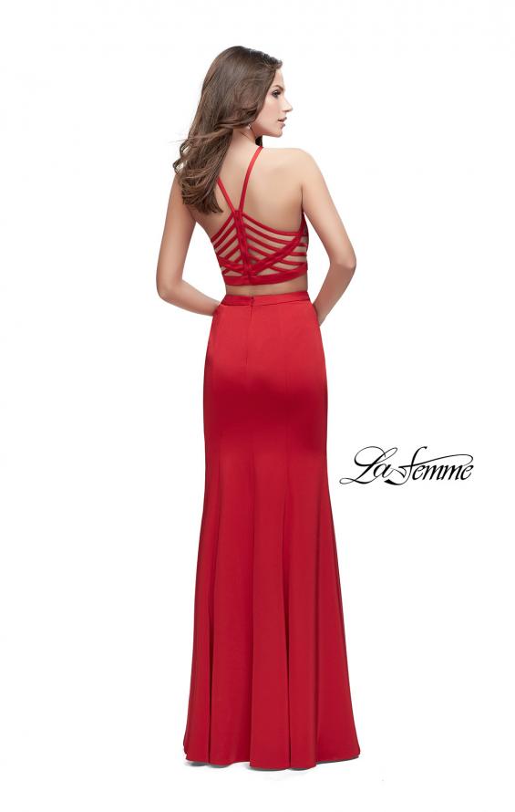 Picture of: Two Piece Jersey Prom Dress with High Neckline in Red, Style: 25220, Detail Picture 4