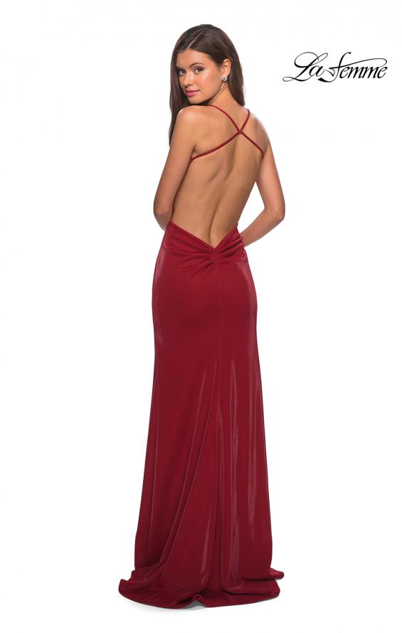 Picture of: Simple Jersey Prom Gown with Criss Cross Open Back in Red, Style: 27179, Detail Picture 4