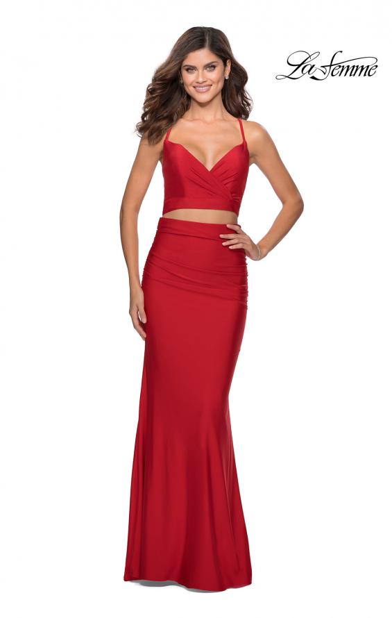 Picture of: Two Piece Prom Dress with Lace Up Back in Red, Style: 28473, Detail Picture 4