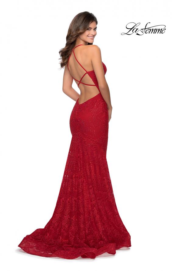 Picture of: Mermaid Prom Dress with Lace and Rhinestones in Red, Style: 28643, Detail Picture 4