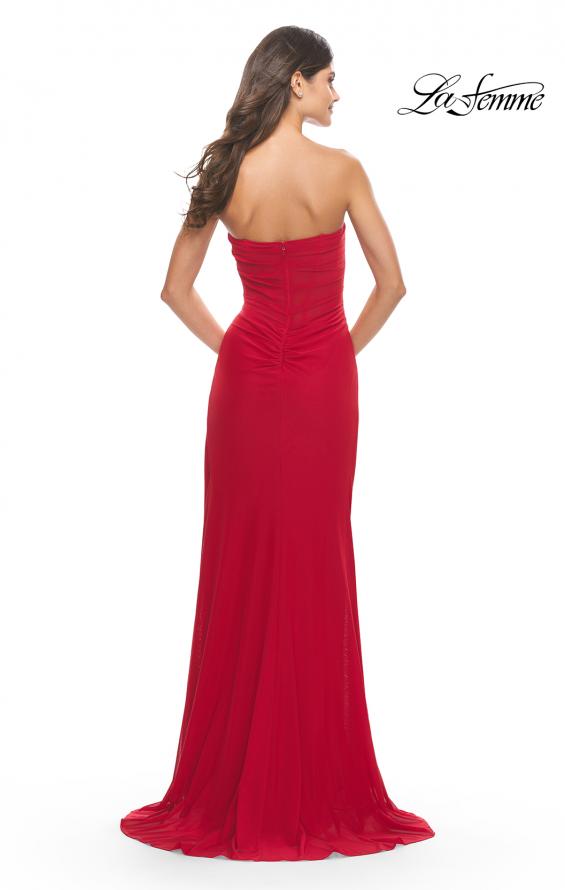 Picture of: Stunning Long Gown with Sheer Waist and High Slit in Red, Style: 31058, Detail Picture 4