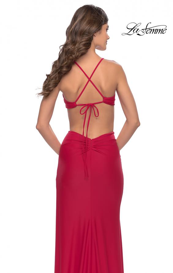 Picture of: Jersey Prom Dress with Side Cut Outs and Tie Back in Red, Style: 31292, Detail Picture 4