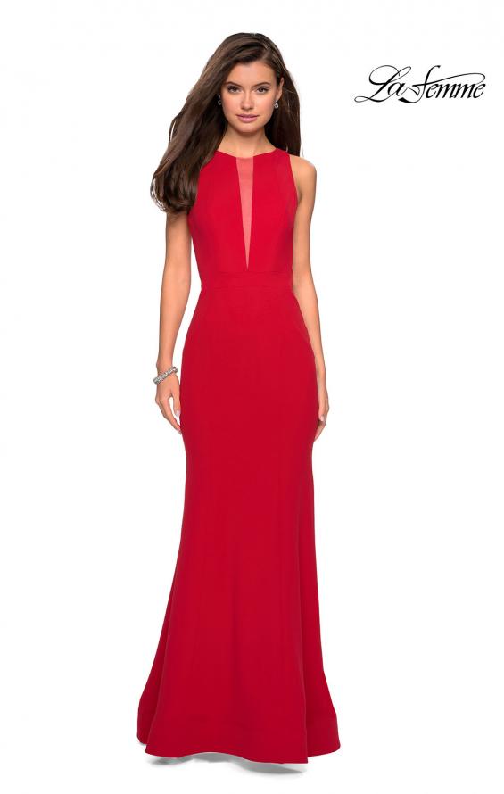 Picture of: High Neckline Jersey Prom Dress with Open Back in Red, Style: 27124, Detail Picture 5