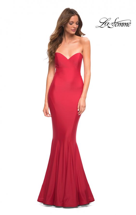 Picture of: Chic Jersey Gown with Sweetheart Neckline in Red, Detail Picture 5