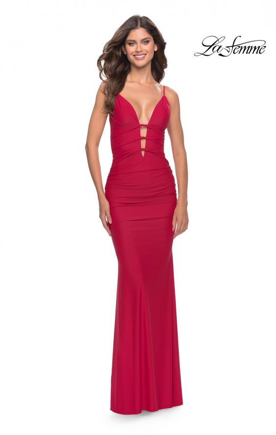 Picture of: Modern Jersey Dress with Twist Band Details in Red, Style: 31333, Detail Picture 5