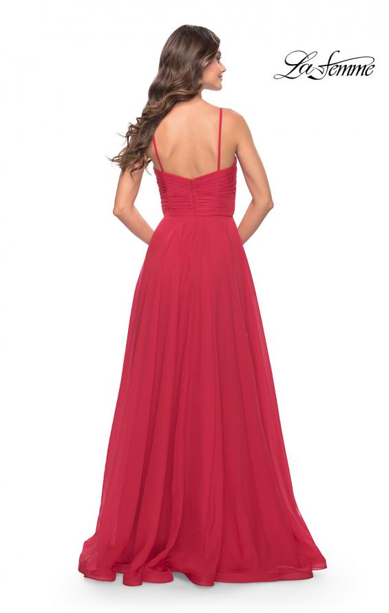 Picture of: Chiffon Dress with Pleated Bodice and Pockets in Red, Style: 31500, Detail Picture 5