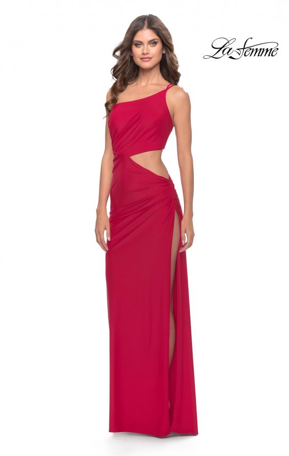 Picture of: One Shoulder Dress with Side Cut Out and Unique Back in Red, Style: 31386, Detail Picture 6