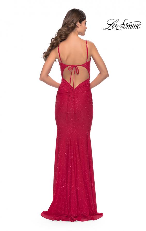 Picture of: Jeweled Modified Scoop Neck Jersey Dress with Open Back in Red, Style: 31218, Detail Picture 7