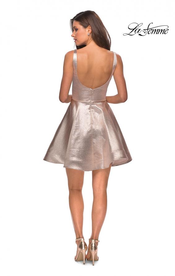 Picture of: Metallic Fit and Flare Short Homecoming Dress in Rose Gold, Style: 28181, Detail Picture 2