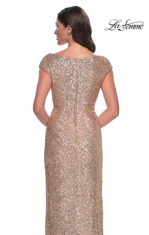 Picture of: Sequin Evening Dress with Ruching and V Neckline in Rose Gold, Style: 30865, Detail Picture 8