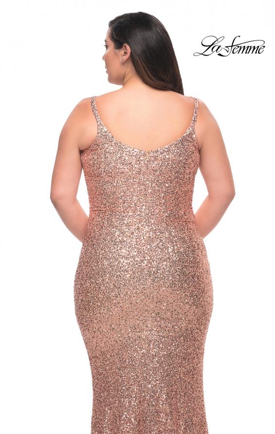 Picture of: V Neck Sequin Plus Size Long Gown in Rose Gold, Style: 29546, Detail Picture 8