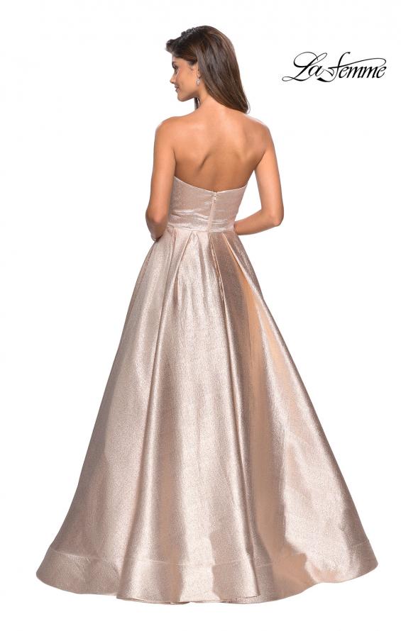 Picture of: Long Metallic Strapless A Line Ball Gown in Rose Gold, Style: 27280, Detail Picture 2