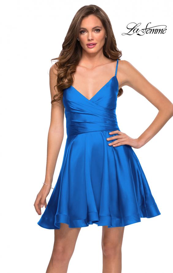 Picture of: Satin Homecoming Dress with Cut Out Corset Style Back in Roayl Blue, Style: 29242, Detail Picture 6