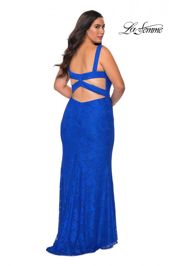 Picture of: Fitted Stretch Lace Plus Size Dress with Rhinestones in Royal Blue, Style: 29035, Main Picture