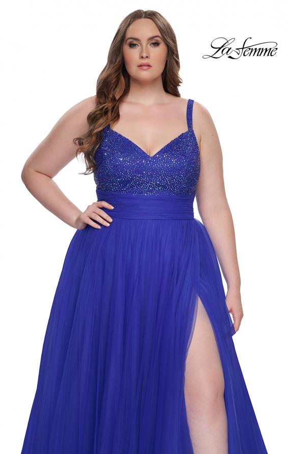 Picture of: A-Line Plus Size Prom Dress with Rhinestone Bodice in Royal Blue, Style: 31251, Main Picture