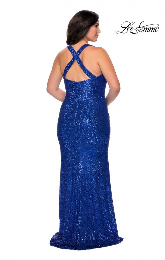 Picture of: Stretch Lace Plus Size Prom Dress with Criss Cross Back in Royal Blue, Style: 28842, Back Picture