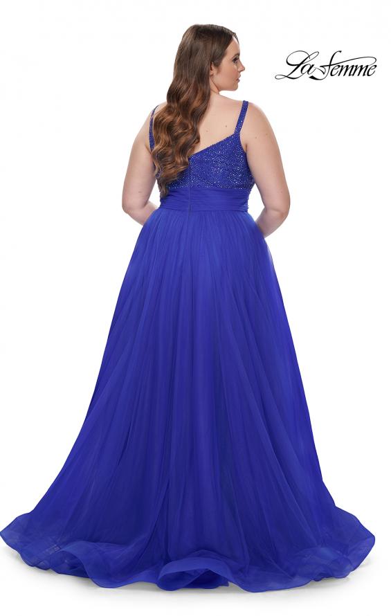 Picture of: A-Line Plus Size Prom Dress with Rhinestone Bodice in Royal Blue, Style: 31251, Back Picture