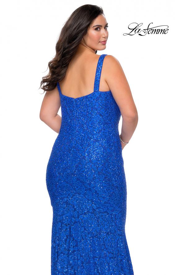 Picture of: Stretch Lace Curve Prom Dress with Rhinestones in Royal Blue, Style: 28798, Detail Picture 3